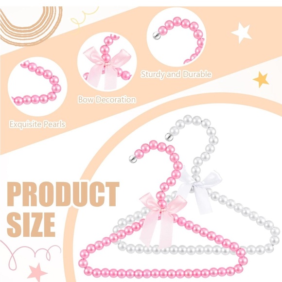 BabyπΆπ½Pearl Clothes Beads Hangers Metal Elegant Hangers w Ribbon π - Picture 6 of 9